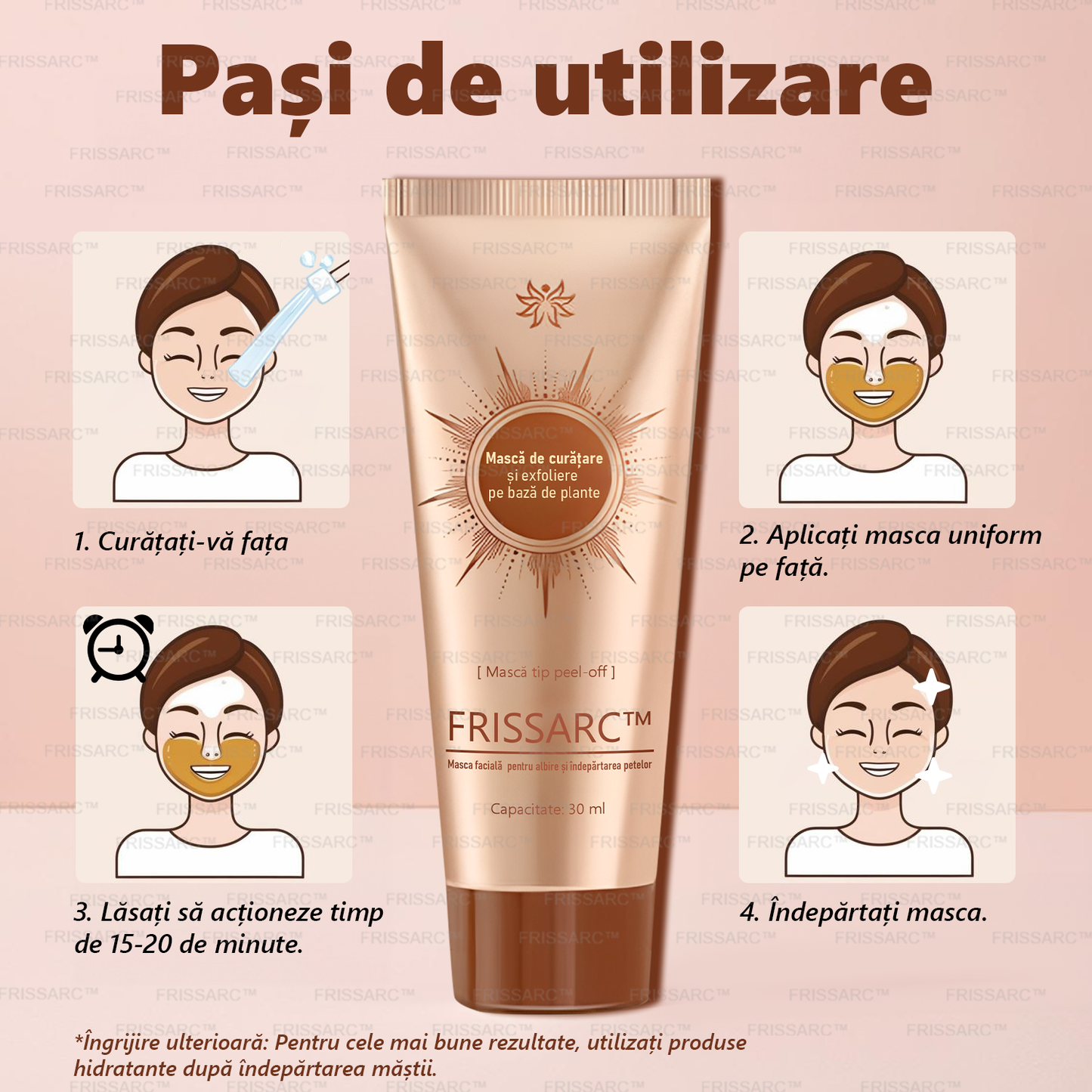 🎁FRISSARC™ masca facială pentru albire și îndepărtarea petelor –✅Ingredientele naturale ajută la eliminarea eficientă și de durată a petelor pigmentare, petelor de vârstă, pistruilor și petelor solare.