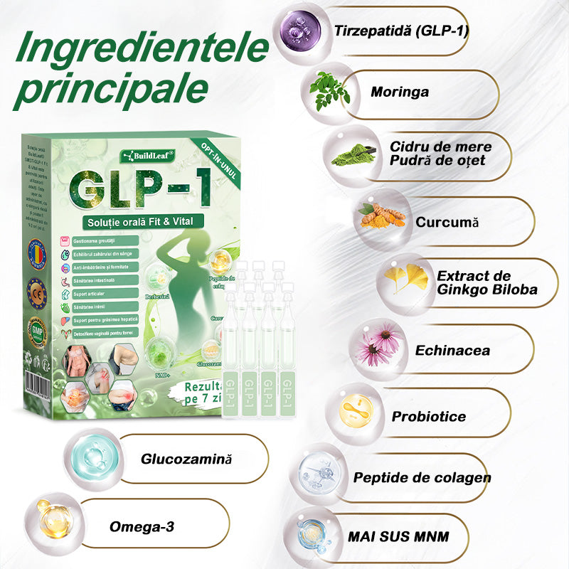 🌿𝑩𝒖𝒊𝒍𝒅𝑳𝒆𝒂𝒇® GLP-1 8-în-1 Fit & Vital Soluție orală – ⏰ O dată pe zi, schimbări vizibile în 7 zile / Pentru obezitate, sănătatea inimii și a sistemului cardiovascular, diabet, apnee de somn, sănătatea intestinelor, probleme articulare și multe altele.🍀