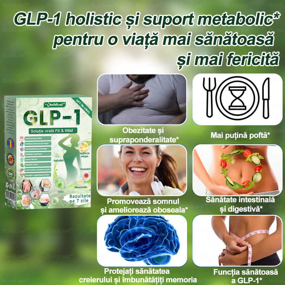 🌿𝑩𝒖𝒊𝒍𝒅𝑳𝒆𝒂𝒇® GLP-1 8-în-1 Fit & Vital Soluție orală – ⏰ O dată pe zi, schimbări vizibile în 7 zile / Pentru obezitate, sănătatea inimii și a sistemului cardiovascular, diabet, apnee de somn, sănătatea intestinelor, probleme articulare și multe altele.🍀